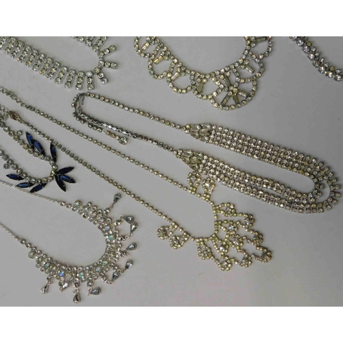 279 - Selection of 10 vintage necklaces including diamante stones