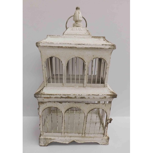 30 - White metal bird cage approx 18