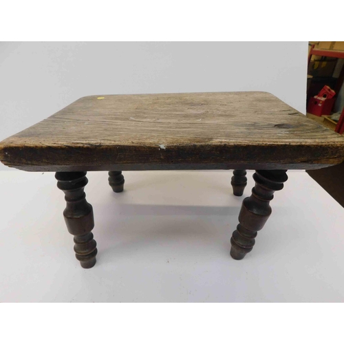 30A - Antique oak footstool with turned legs