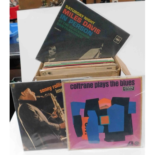 35 - Box of jazz records incl. Miles Davis, John Coltrane, Sonny Rollins, Charlie Parker