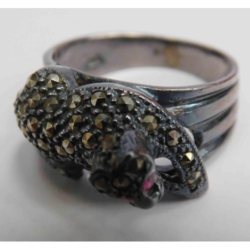 96 - 2x Silver and marcasite rings