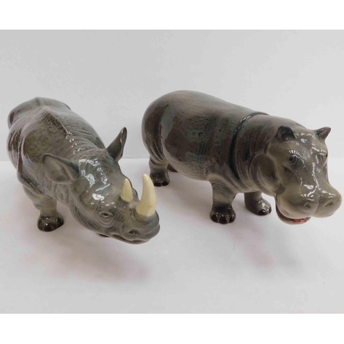 16 - Melba ware - rhino & hippopotamus - no damage