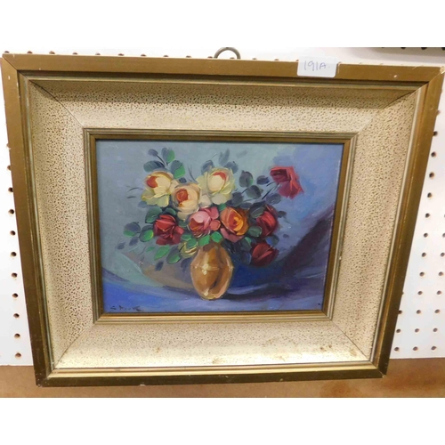 191A - Floral - gilt framed painting