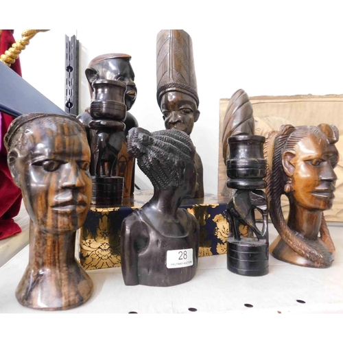 28 - Mixed African style - wooden figures & busts