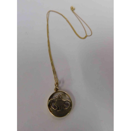 280 - 9ct gold chain & 9ct gold Scorpio pendant/charm