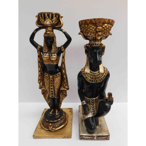 30 - Two - Wooden Egyptian figures - tallest approx 16