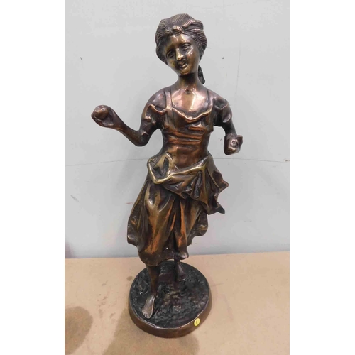 46 - Solid bronze figure - heavy - signed to the underside