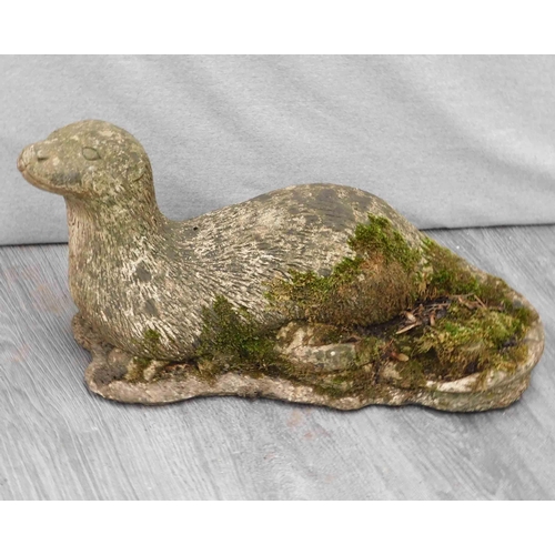 524 - Large concrete Otter garden ornament