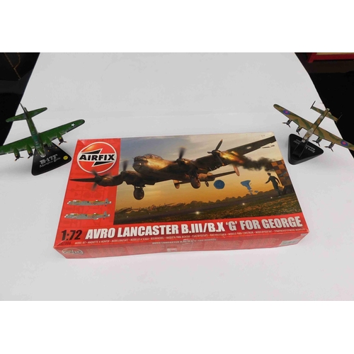 53 - Airfix Avro Lancaster kit no. A07006 - box opened, contents intact & two Atlas die cast planes