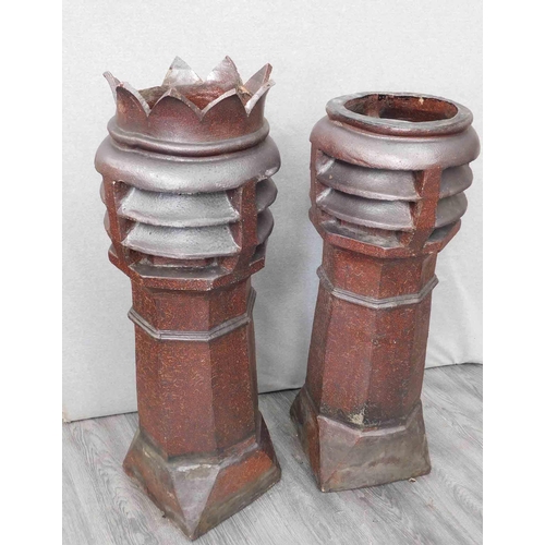 533 - 2x Chimney pots; 1x crown and 1x round flute chimney pot