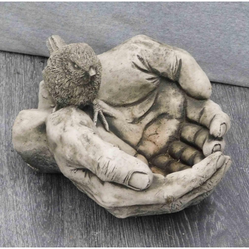 534 - Pair of hands with bird (bird bath)