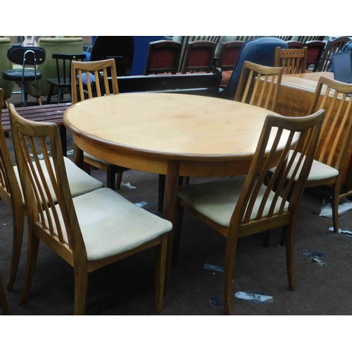 547 - Mid century G plan circular extending dining table + 6 chairs