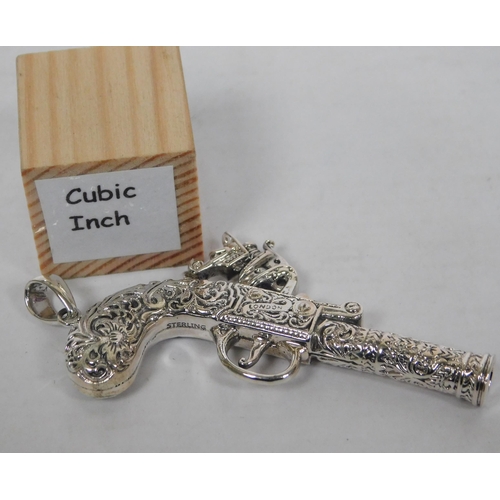 140 - Silver - flintlock style pendant