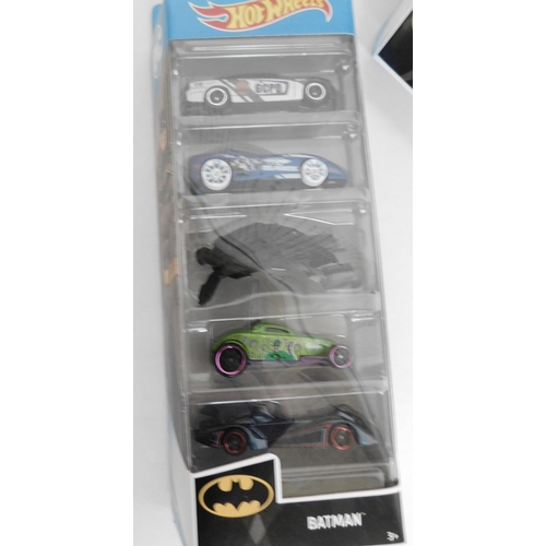 437 - 3x New & boxed Hot Wheels Batman cars-5x different cars per pack