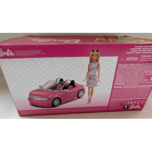 444 - Barbie boxed and new incl: convertible car