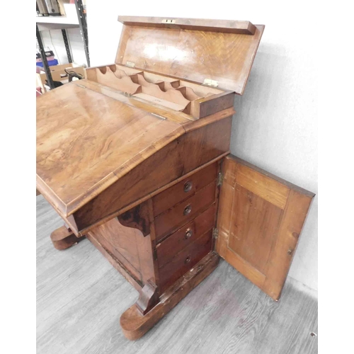 630 - Burr walnut veneered Davenport bureau