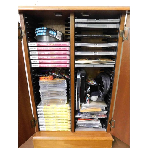 715 - DVD/CD cabinet - complete with contents