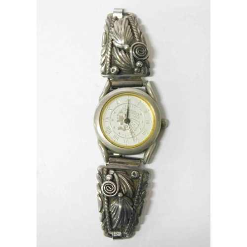 121 - Vintage - Sterling silver hallmarked - ladies Liberty wristwatch - stainless steel expanding bracele... 