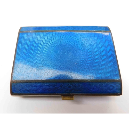 141 - Art Deco style - blue guilloche enamel & brass case