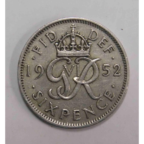 155 - 1952 dated - Six Pence coin