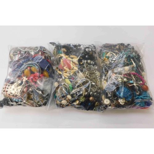 168 - Three - bags of costume jewellery