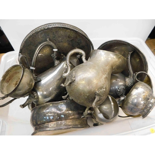 24 - Mixed metal ware - including Edwardian tea set & tray