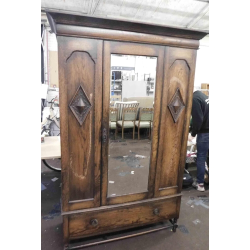 533 - Vintage mirrored oak wardrobe - plus others