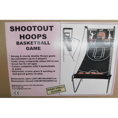 585 - New & boxed Shoot Out hoops basketball game - opened size approx 200x110x210cm