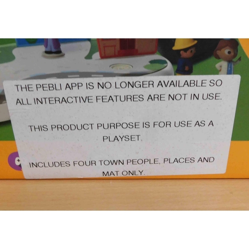 603 - Six boxed new Pebli playsets (includes four town people, places and mat)