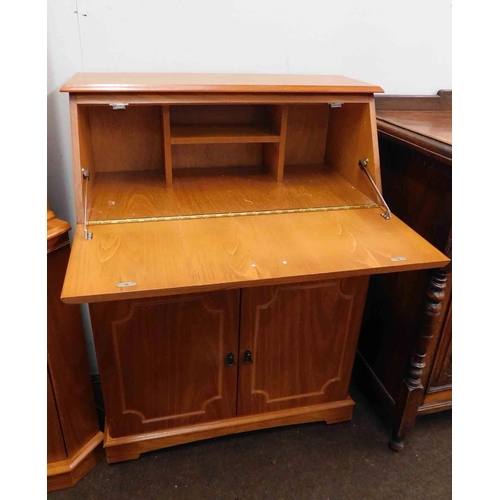 611 - Teak writing bureau and matching display cabinet