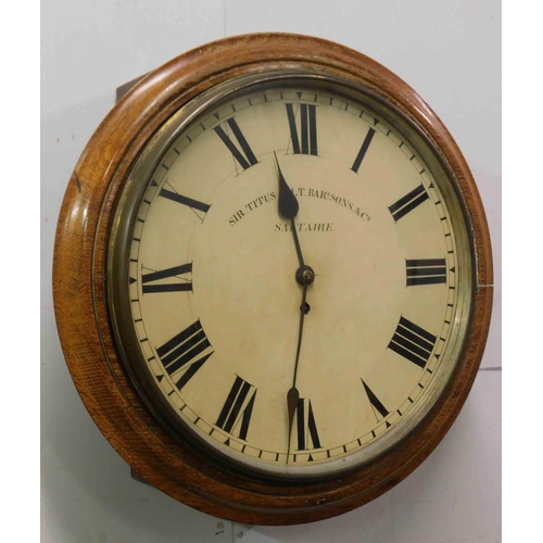 621 - Sir Titus Salt - Saltaire - Antique oak cased wall clock from Salts Mill, given as a retirement pres... 