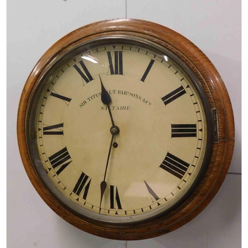 621 - Sir Titus Salt - Saltaire - Antique oak cased wall clock from Salts Mill, given as a retirement pres... 