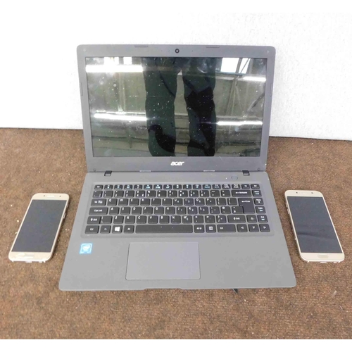 668 - Slim Acer laptop and two Samsung phones (unchecked)