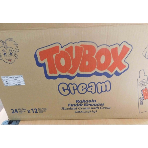 679 - 12x Boxes of 24 Toybox hazelnut cream with cocoa in tubes best before 4/11/22