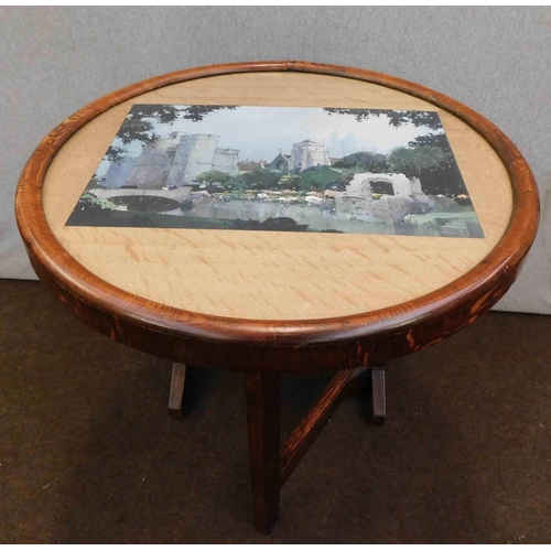 726 - fold out occasional table with glass top