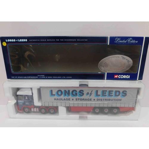 93 - Corgi limited edition - CC13202 DAF XF curtain side - J. Long & Sons Leeds