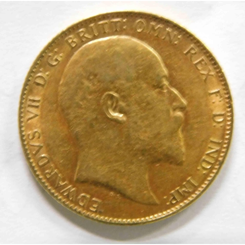 105 - 1910 dated - Antique Edward VII - 22ct gold Full Sovereign coin - weight 8g