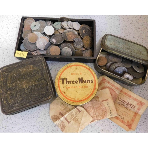 18 - Antique & vintage coins - notes & tins...