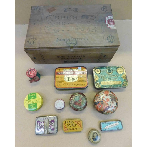 23 - Eleven -  Vintage tins & Copes cigarettes wooden box