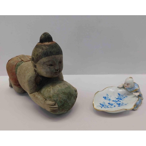 234 - Oriental figures - wood & ceramic