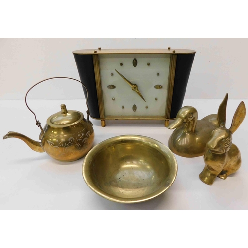 36a - Mixed items - including brass & vintage clock