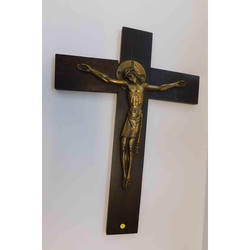 48 - Brass & oak - vintage crucifix