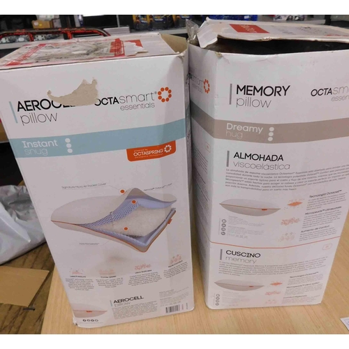 557 - 2x New and boxed Octasmart Aerocell pillows - memory foam...