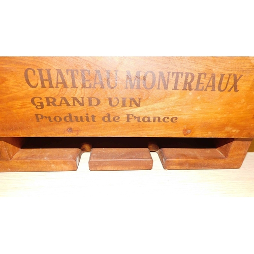 569 - Wooden wine bottle holder labelled Chateau Montreux - approx. 27