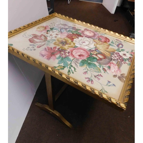 620 - Vintage style fire guard/ table with floral fabric design