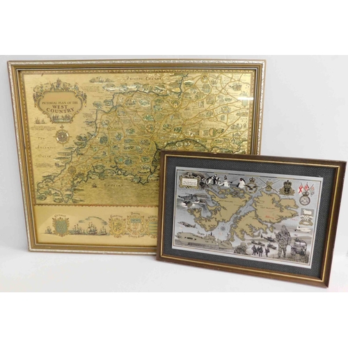 774 - 2x Framed maps of The West Country & The Falkland Islands