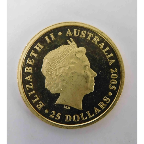 126 - 22ct Gold - 2005 dated - Australian Celebratory One Sovereign coin - weight 8g