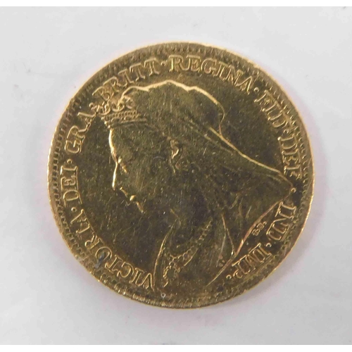 140 - 22ct gold - Half Sovereign coin - dated 1899 - weight 3.9g