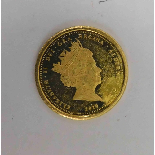 145 - 24ct Gold - 2019 dated - Una & the Lion memorial - Half Sovereign coin - weight 3.7g