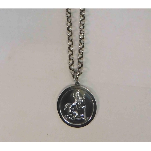 247 - 925 Silver - belcher chain & St Christopher pendant - 23.3g weight